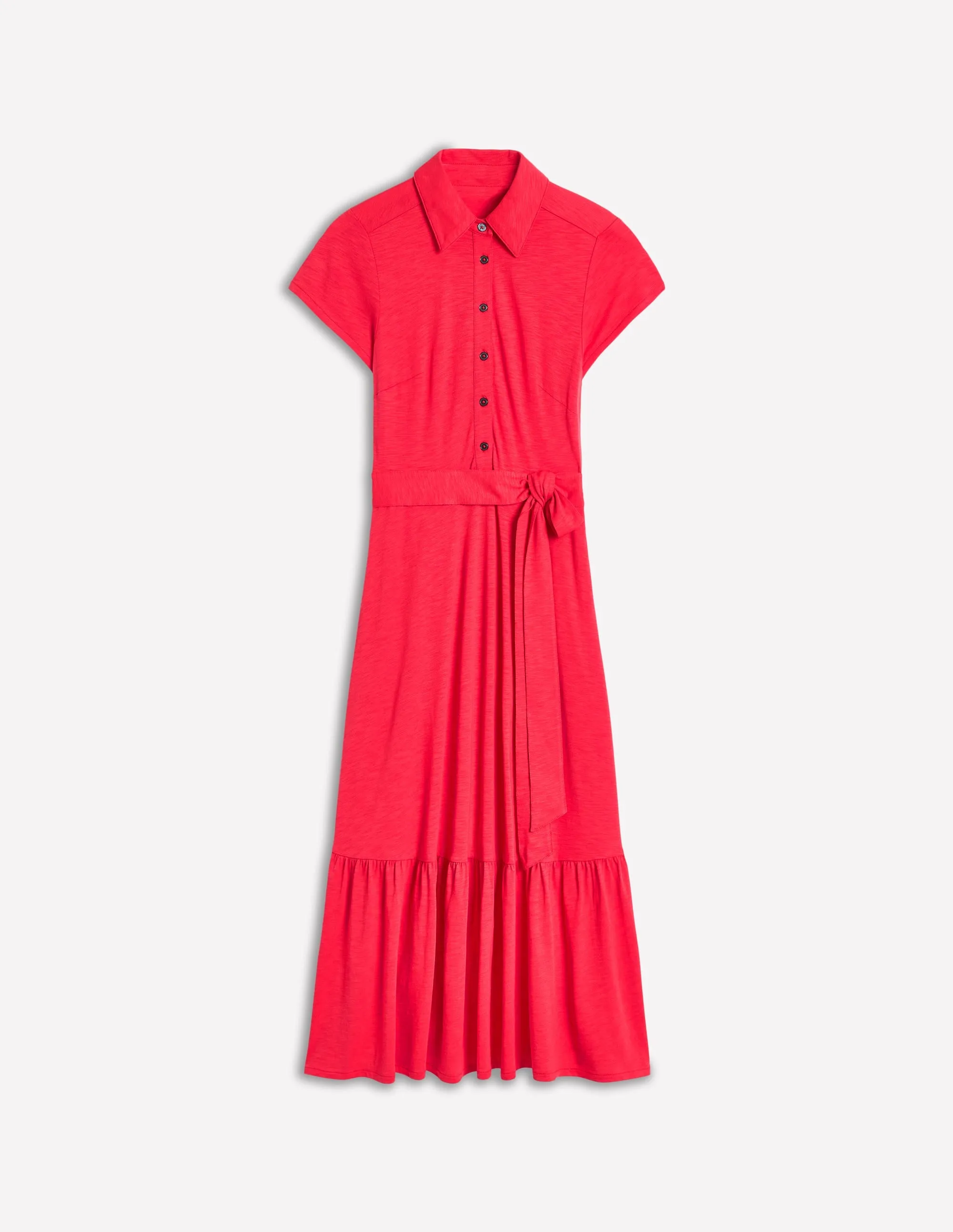 Cressida Jersey Shirt Dress-Jewel Red