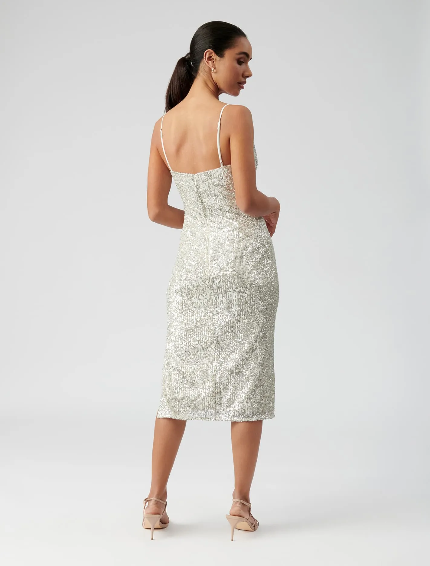 Danica Sequin Cowl Midi Dress