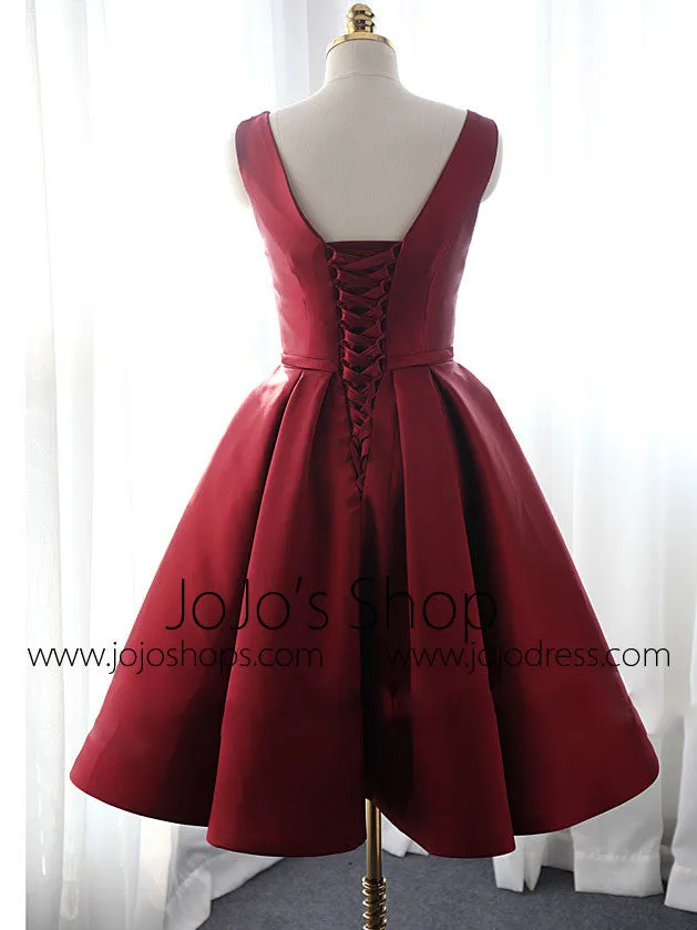 Dark Red Short Satin Formal Dress YW1704