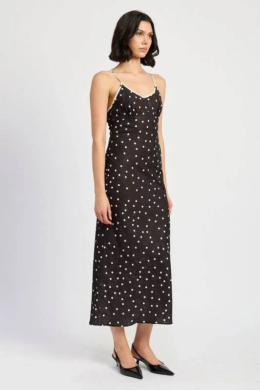 Emory Park Spaghetti Strap Polkadot Midi Dress