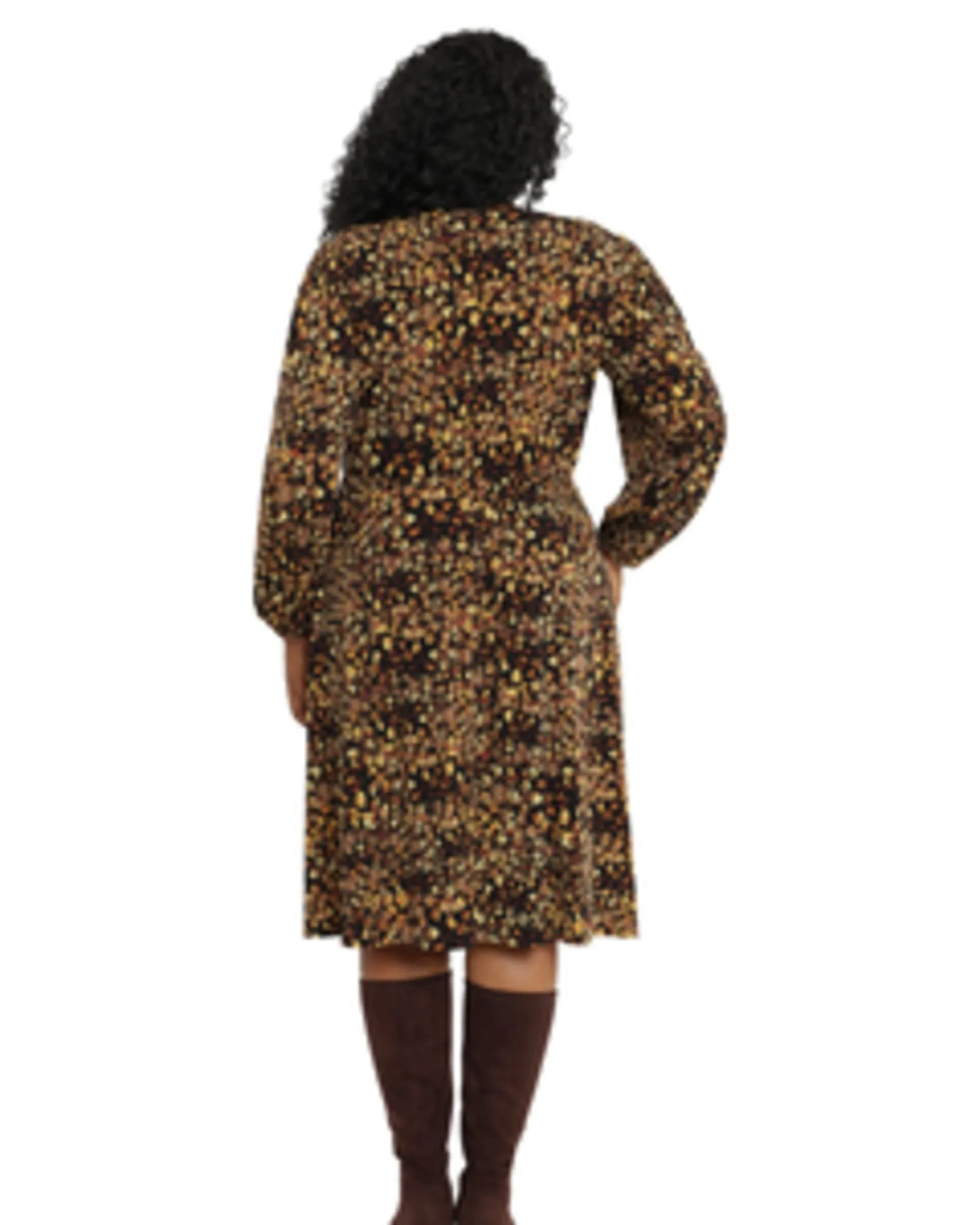 Floral-Print Smocked Midi Dress | Black/Rust