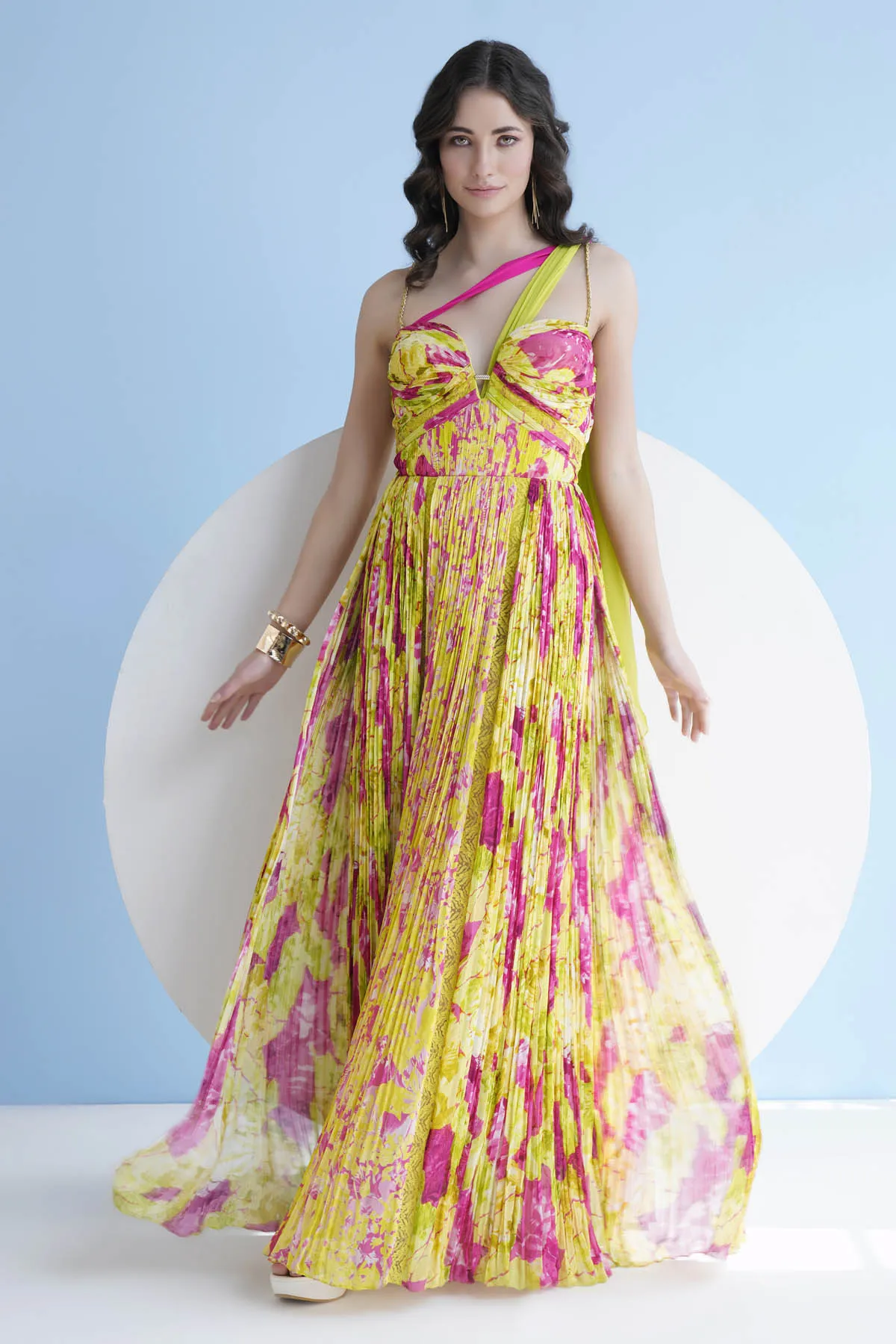 Floral Printed Pleated Dress