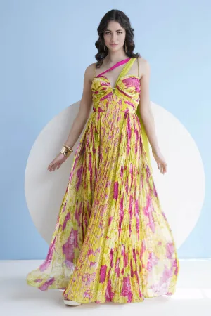 Floral Printed Pleated Dress