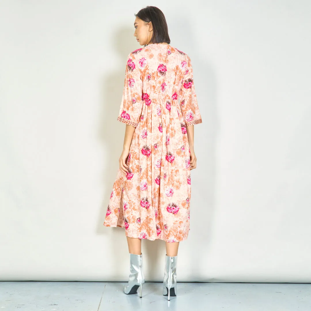 Floral V-neck maxi dress wholesale