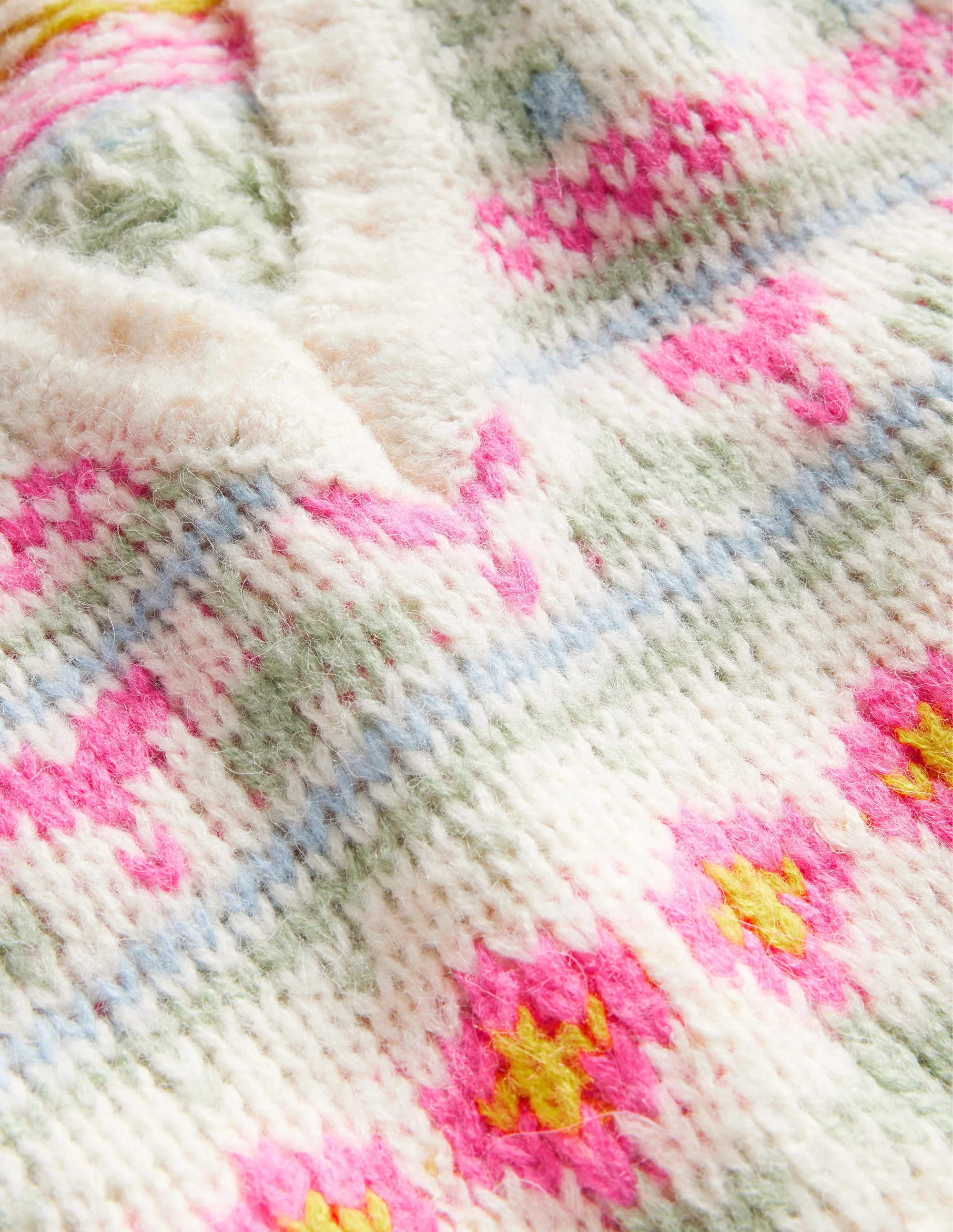 Fluffy Cropped Fair Isle Tank-Ivory, Multi Fairisle
