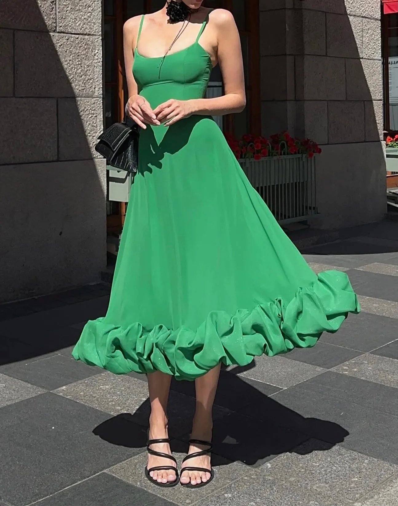 Flytonn- Flounce Bustier Midi Dress