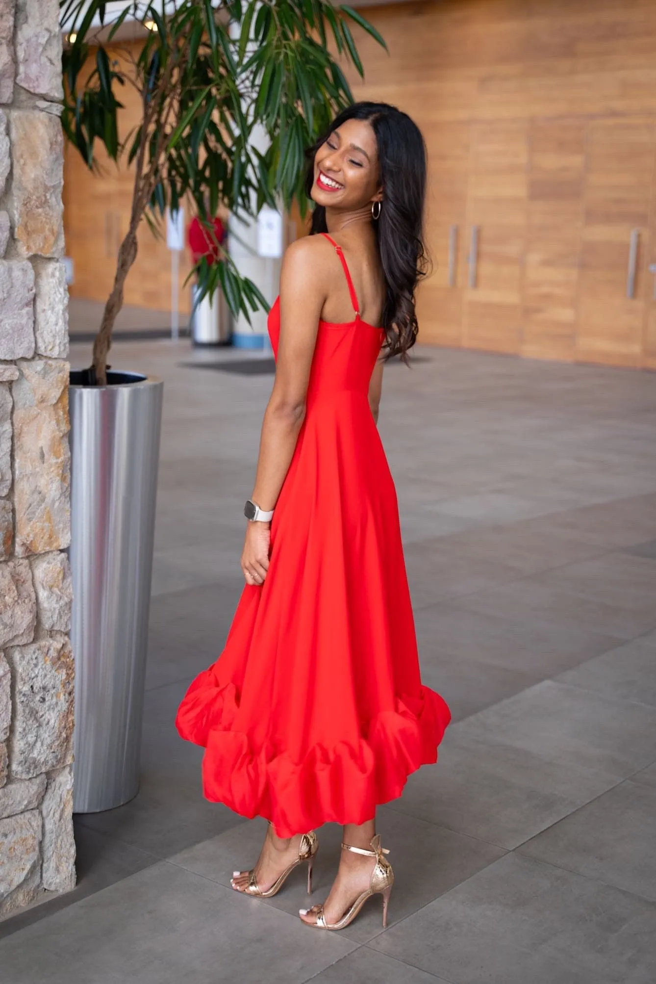 Flytonn- Flounce Bustier Midi Dress