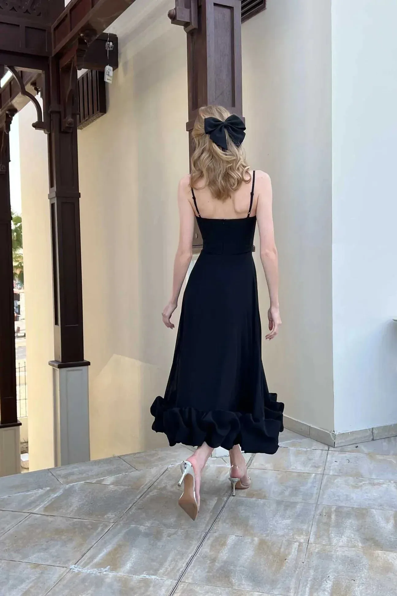 Flytonn- Flounce Bustier Midi Dress