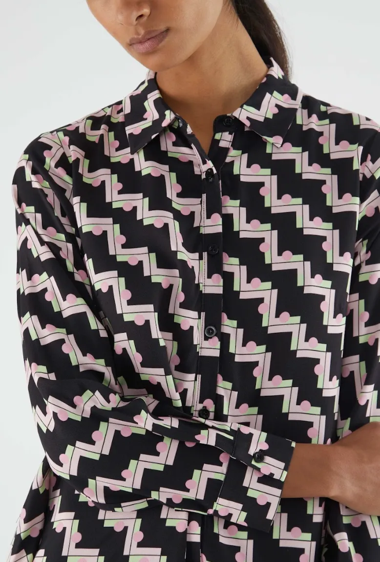 Geo Print Shirt Dress