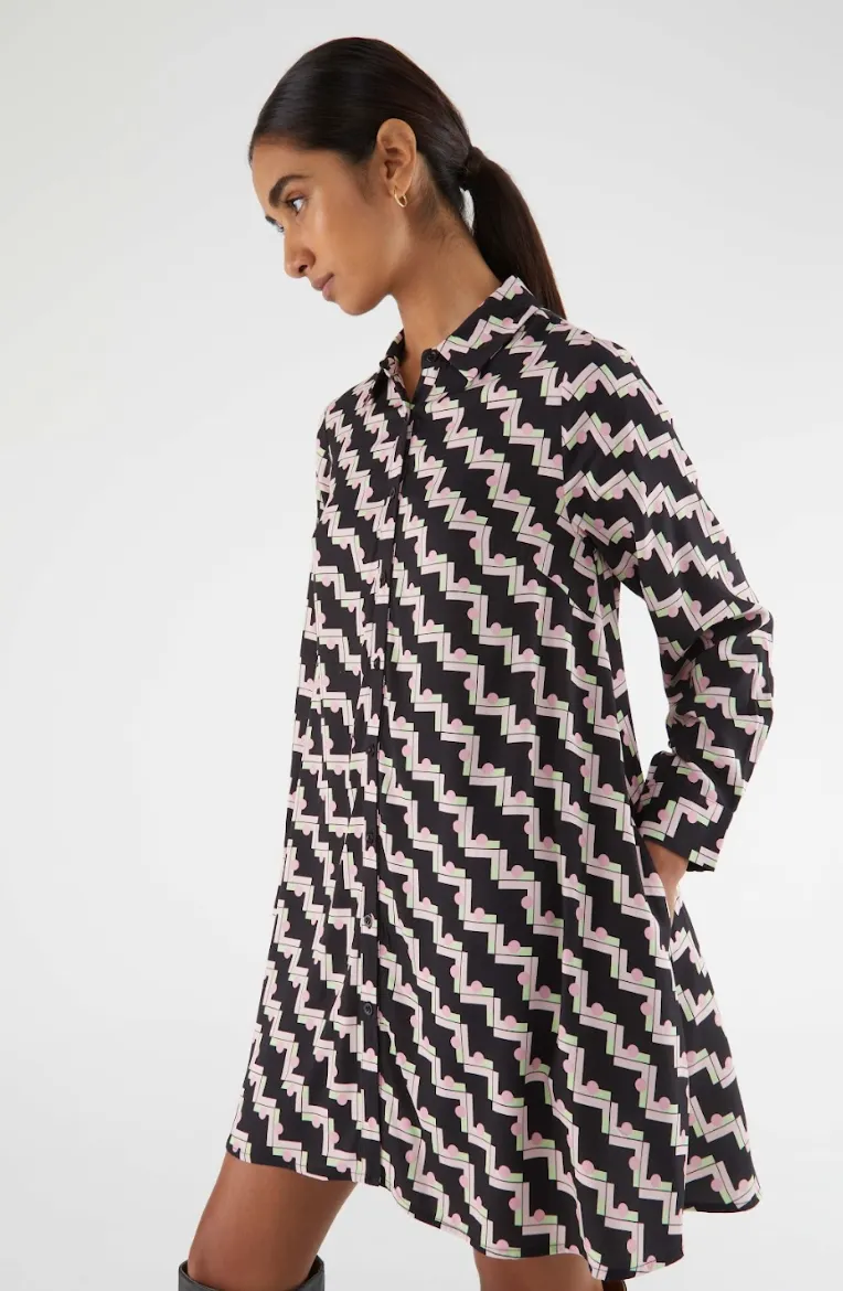 Geo Print Shirt Dress