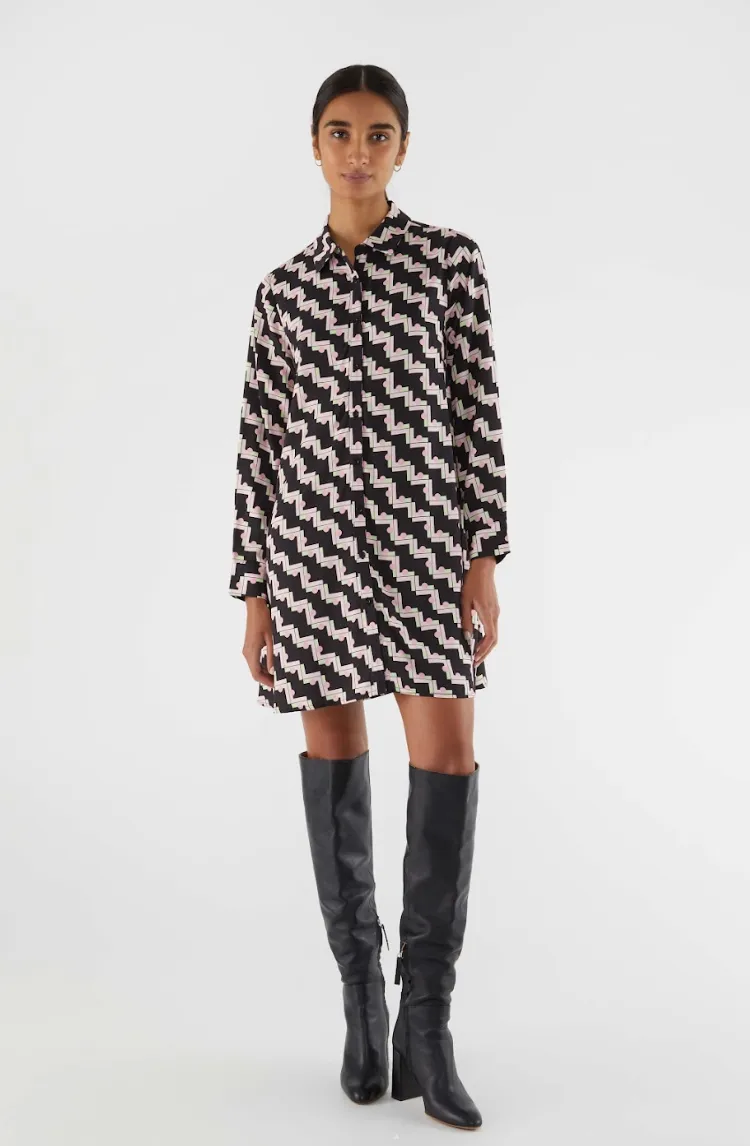 Geo Print Shirt Dress