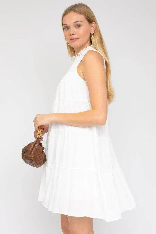Gilli | Sleeveless Ruffle Neck Tiered Dress