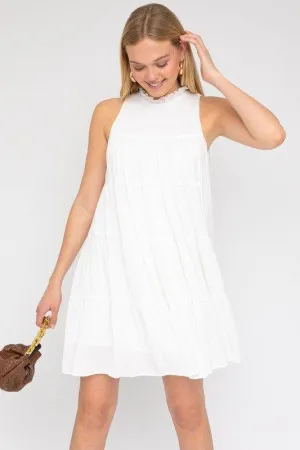 Gilli | Sleeveless Ruffle Neck Tiered Dress