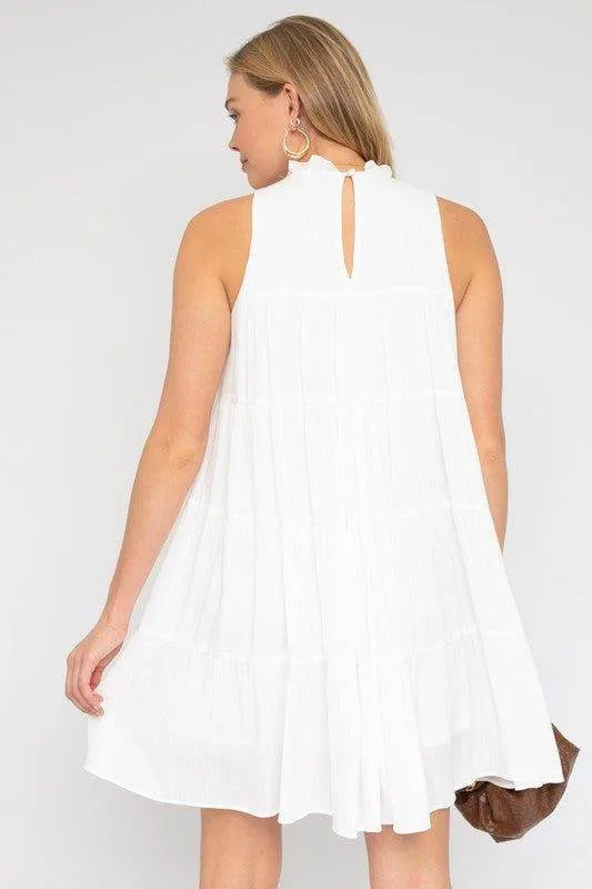 Gilli | Sleeveless Ruffle Neck Tiered Dress