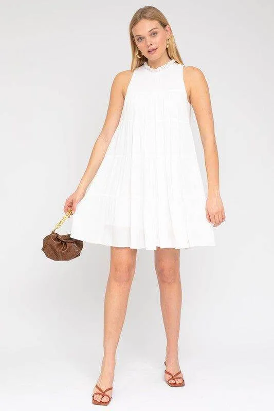 Gilli | Sleeveless Ruffle Neck Tiered Dress