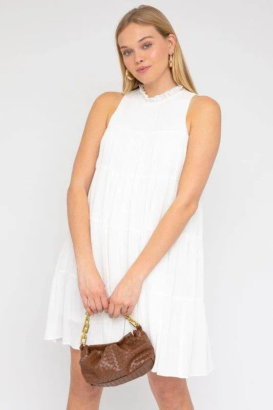 Gilli | Sleeveless Ruffle Neck Tiered Dress
