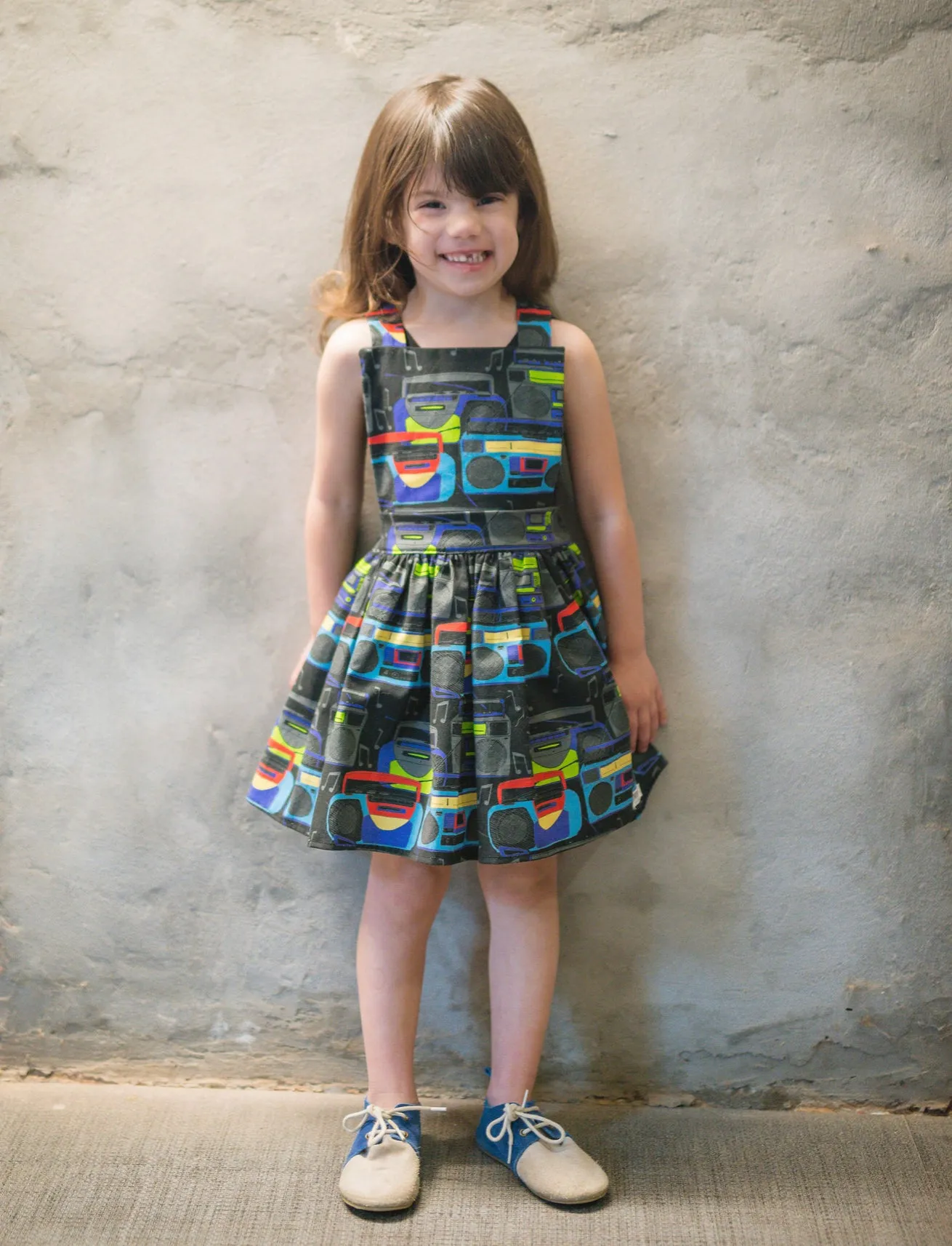 Girls Pinafore Dress in Boombox