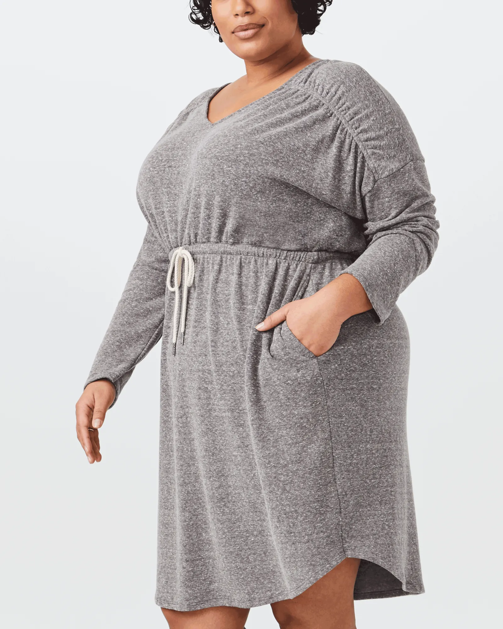 Glenda Long-Sleeve Casual Dress | Charcoal Grey