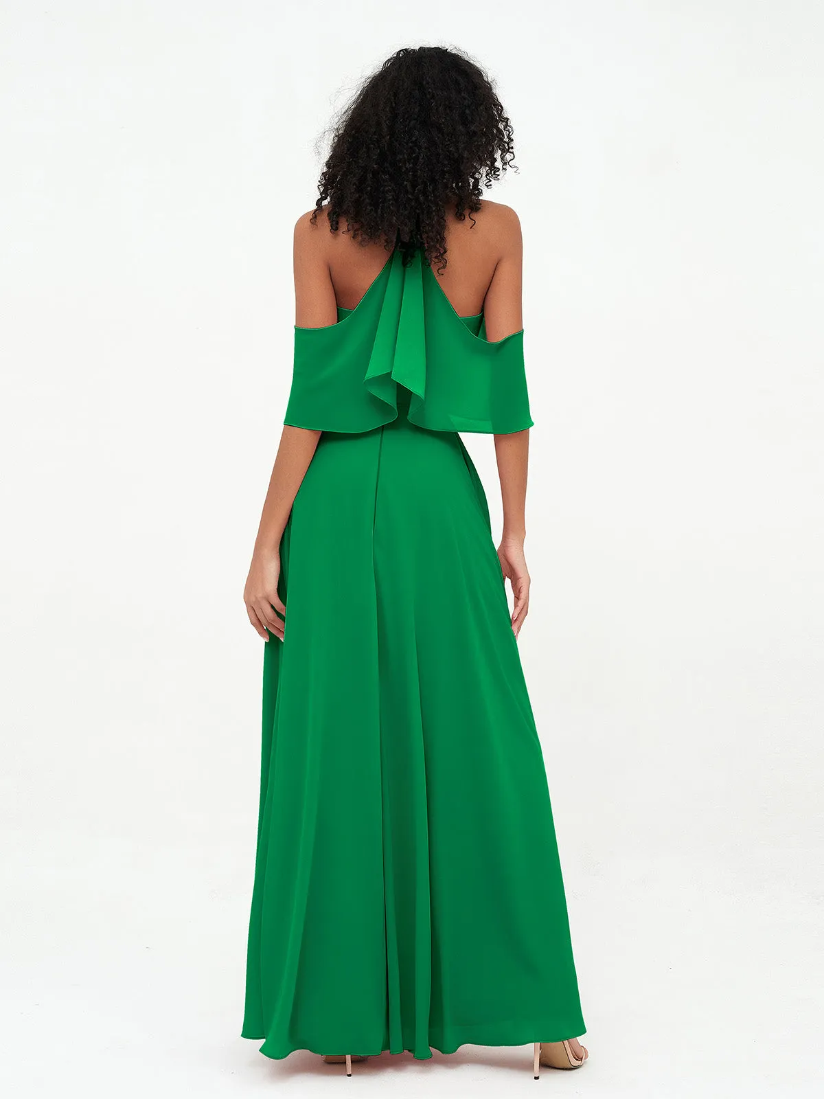 Halter Off the Shoulder Max Dresses with Pockets-Emerald Plus Size