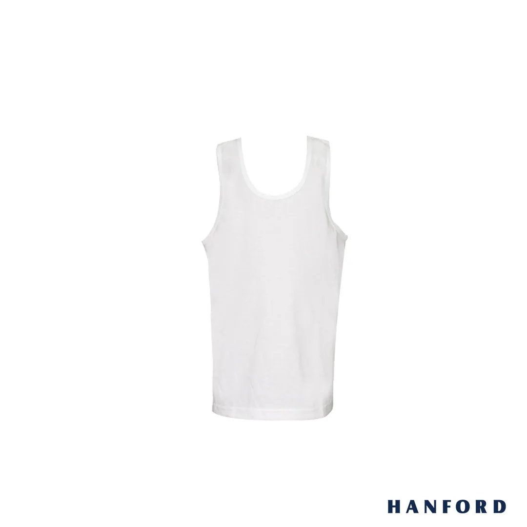 Hanford Kids Regular Cotton Single Jersey Tank - White (Single Pack)