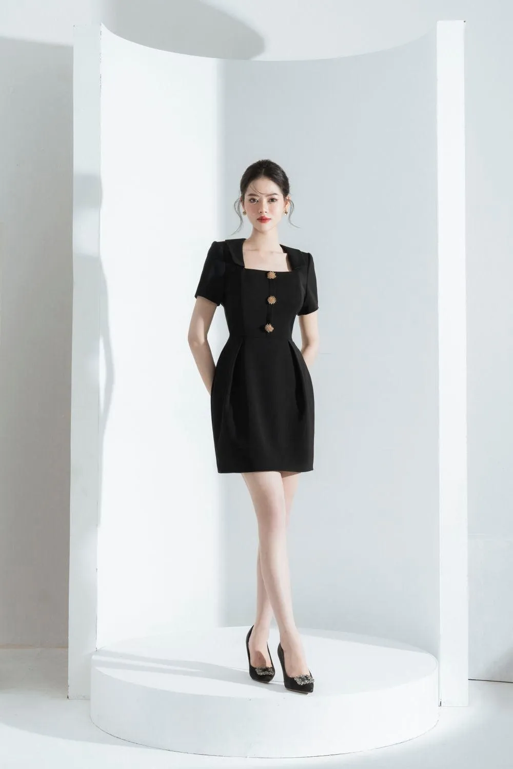 Harper Sheath Square Neck Polycotton Mini Dress