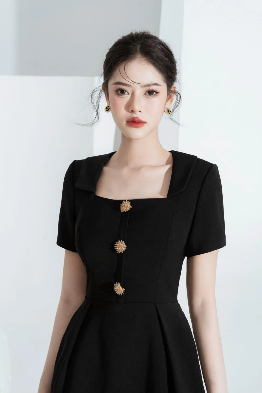 Harper Sheath Square Neck Polycotton Mini Dress