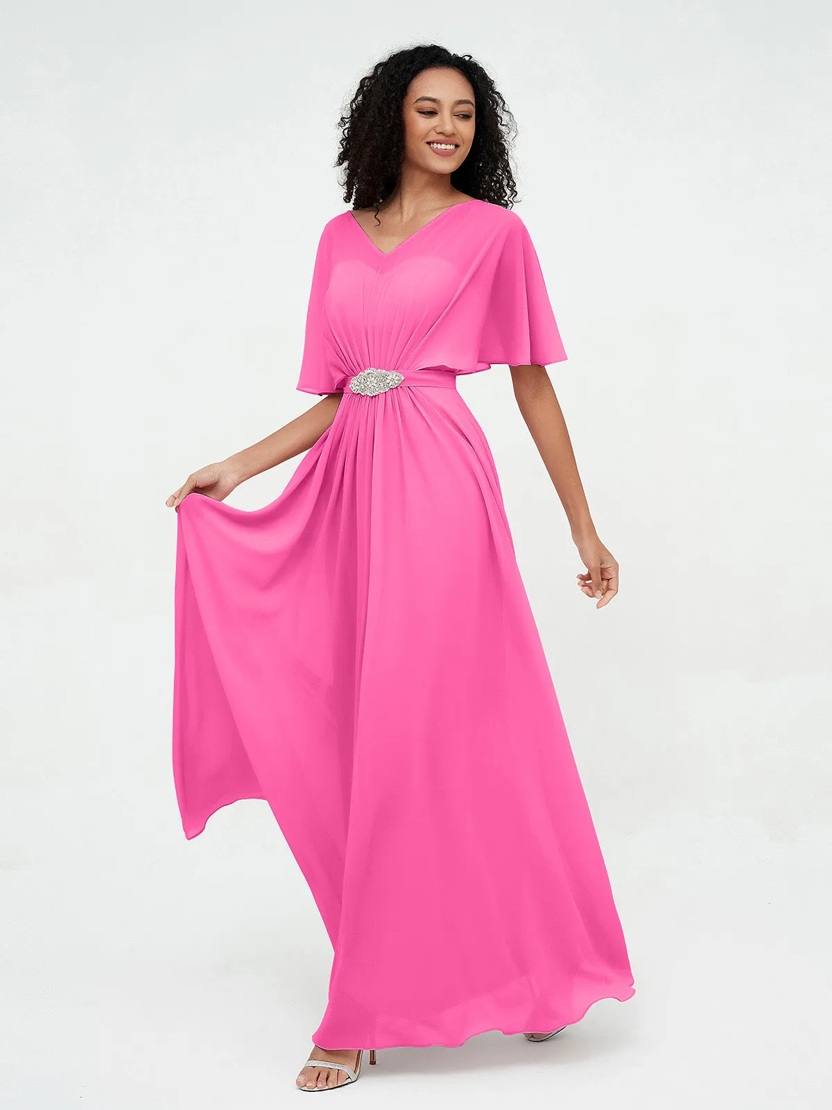 Illusion Sweetheart Neck Chiffon Max Dresses-Azalea