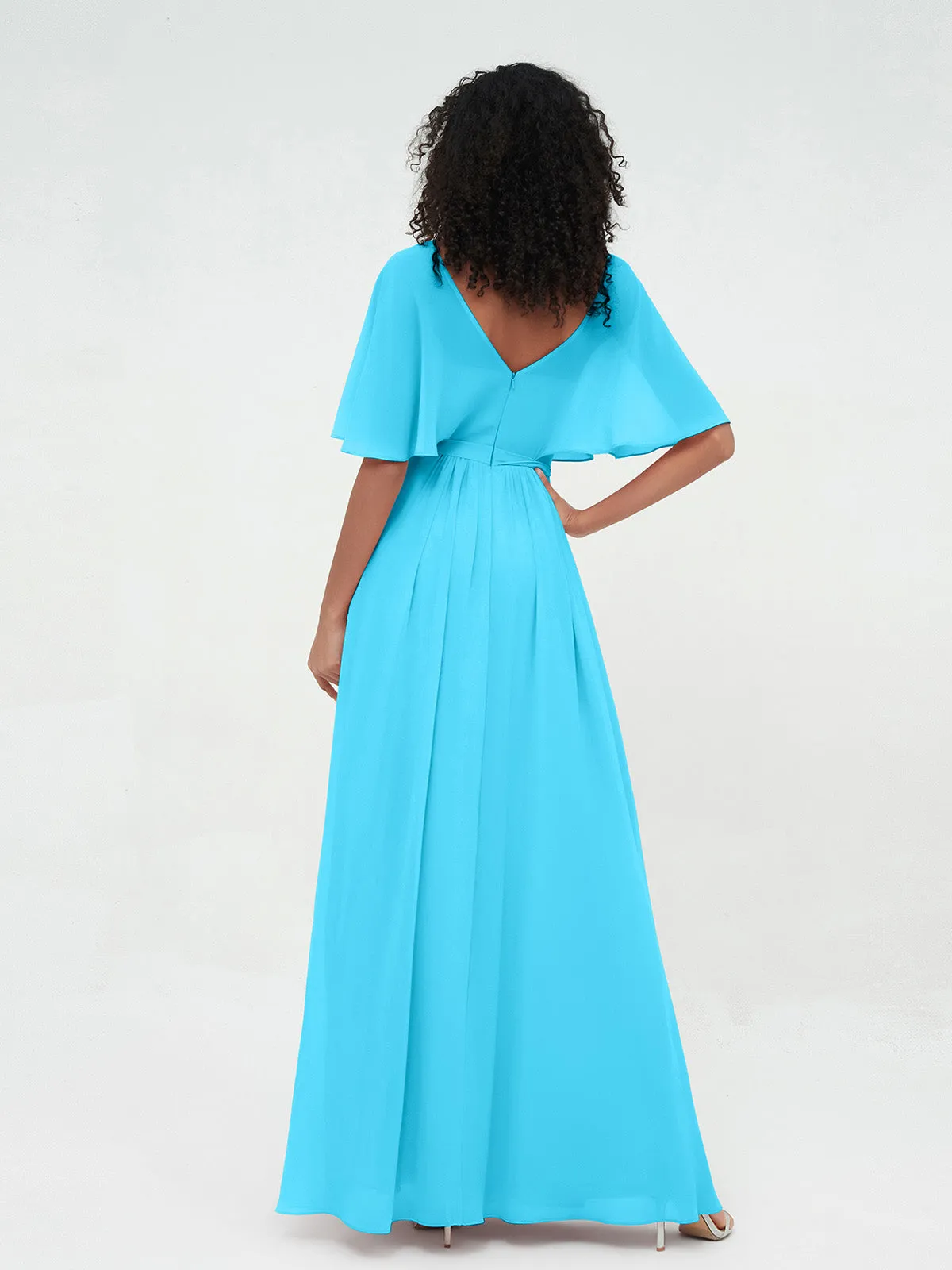 Illusion Sweetheart Neck Chiffon Max Dresses-Pool