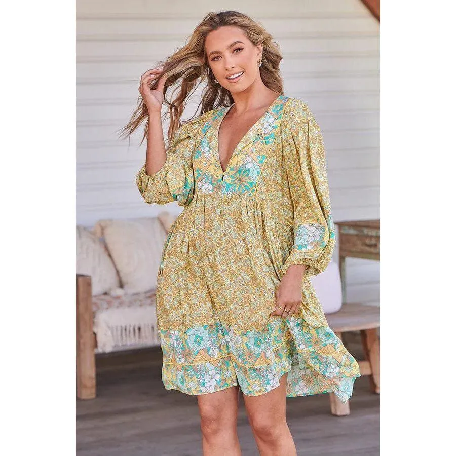JAASE Pompeii Citrus Print Adela Midi Dress