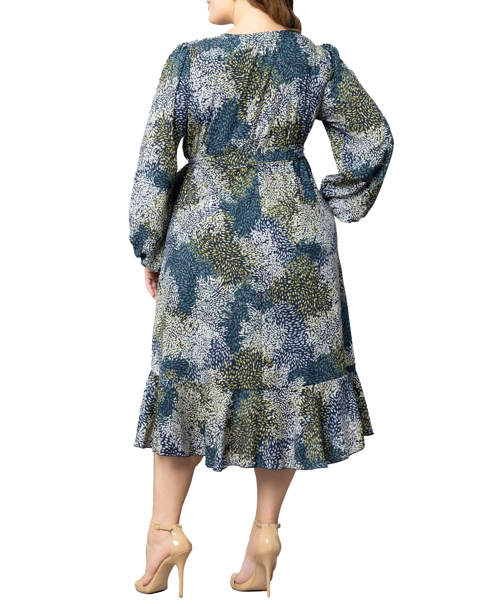 Julia Long Sleeve Wrap Dress | BLUE IMPRESSIONIST PRINT