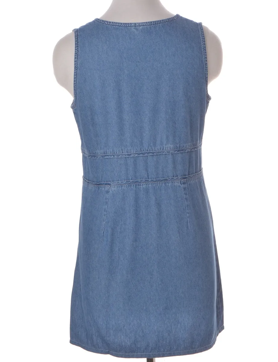 Label Pinafore Denim Dress