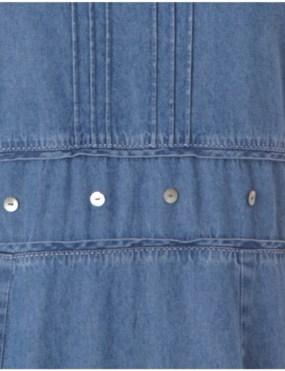 Label Pinafore Denim Dress