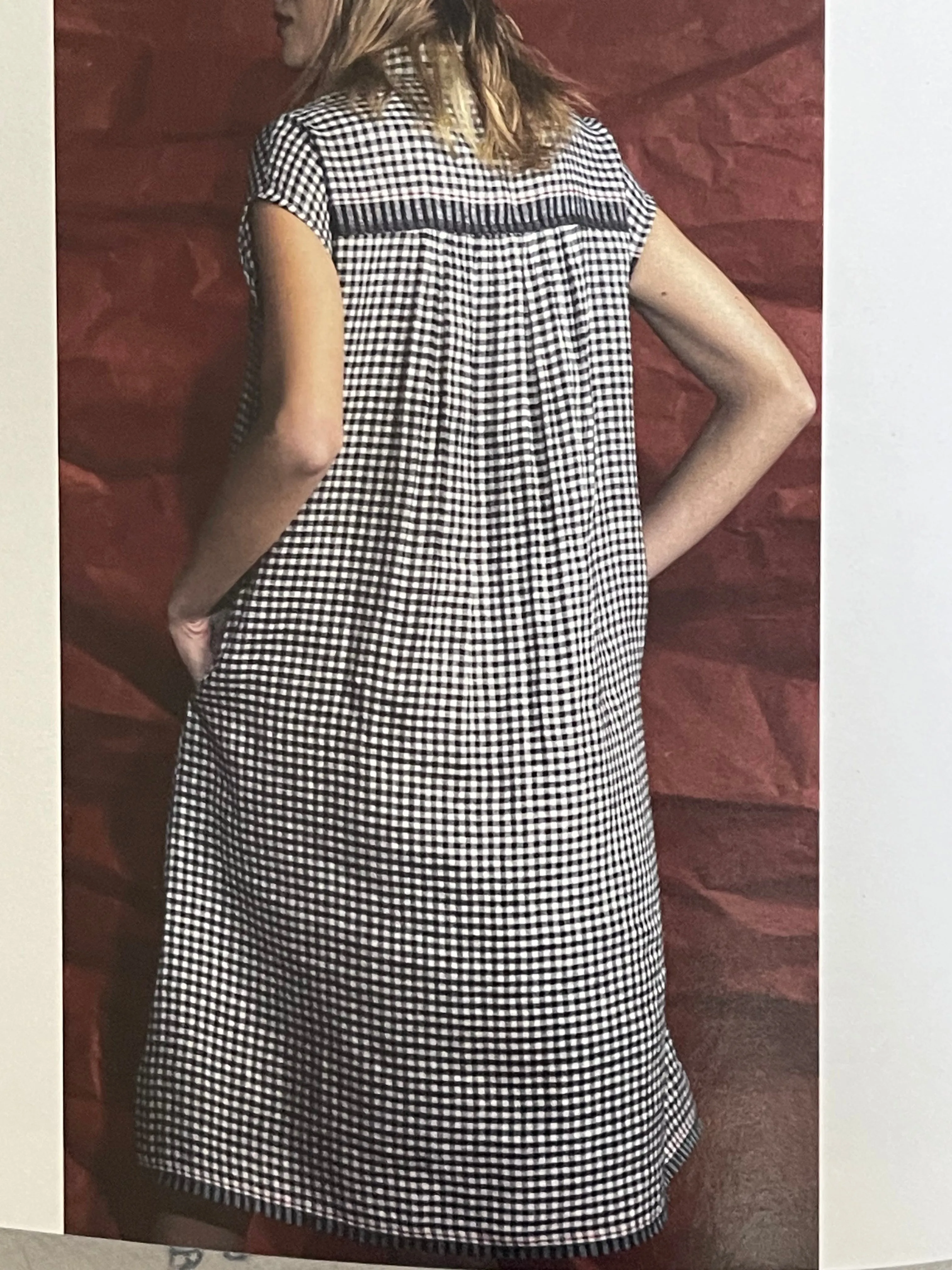 LINEN SHIRT DRESS - BLACK   WHITE CHECK