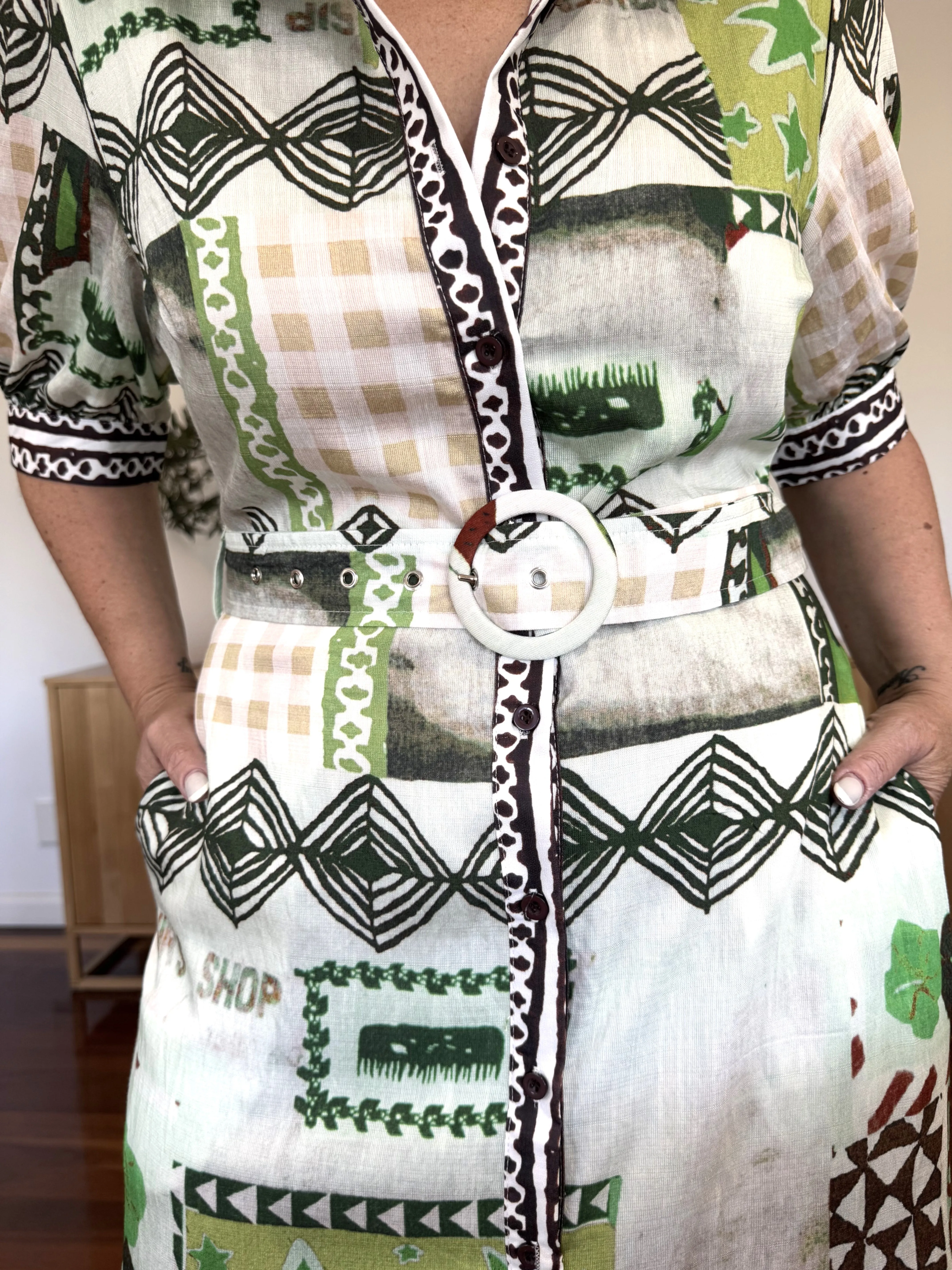 LUCKY STAR SHIRT DRESS - LIME