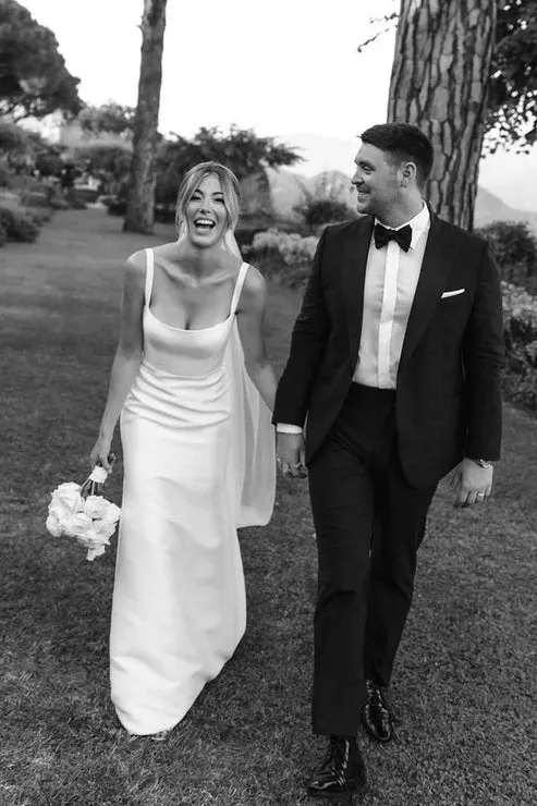 Luolandi Simple Mermaid Square Neck Satin Wedding Dresses White Long Sexy