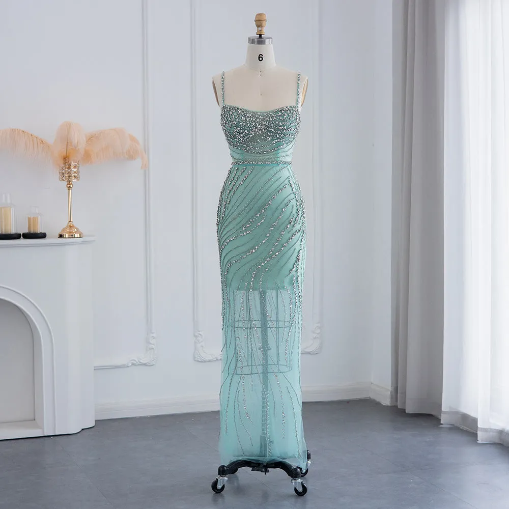Luxury Orange Crystal Spaghetti Cocktail Party Dress RM155