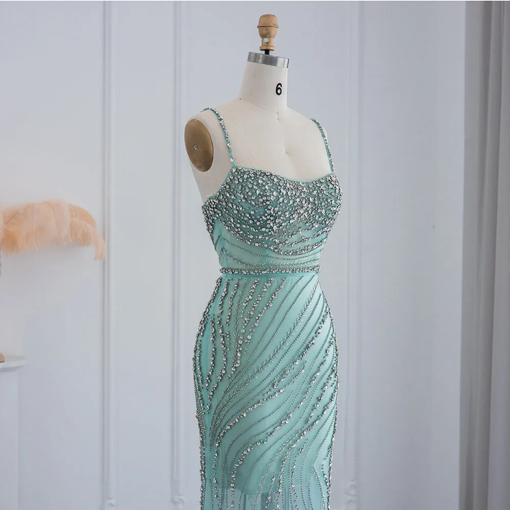 Luxury Orange Crystal Spaghetti Cocktail Party Dress RM155