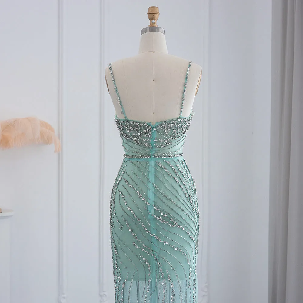 Luxury Orange Crystal Spaghetti Cocktail Party Dress RM155