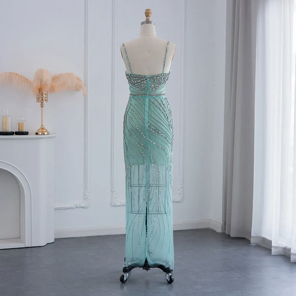 Luxury Orange Crystal Spaghetti Cocktail Party Dress RM155