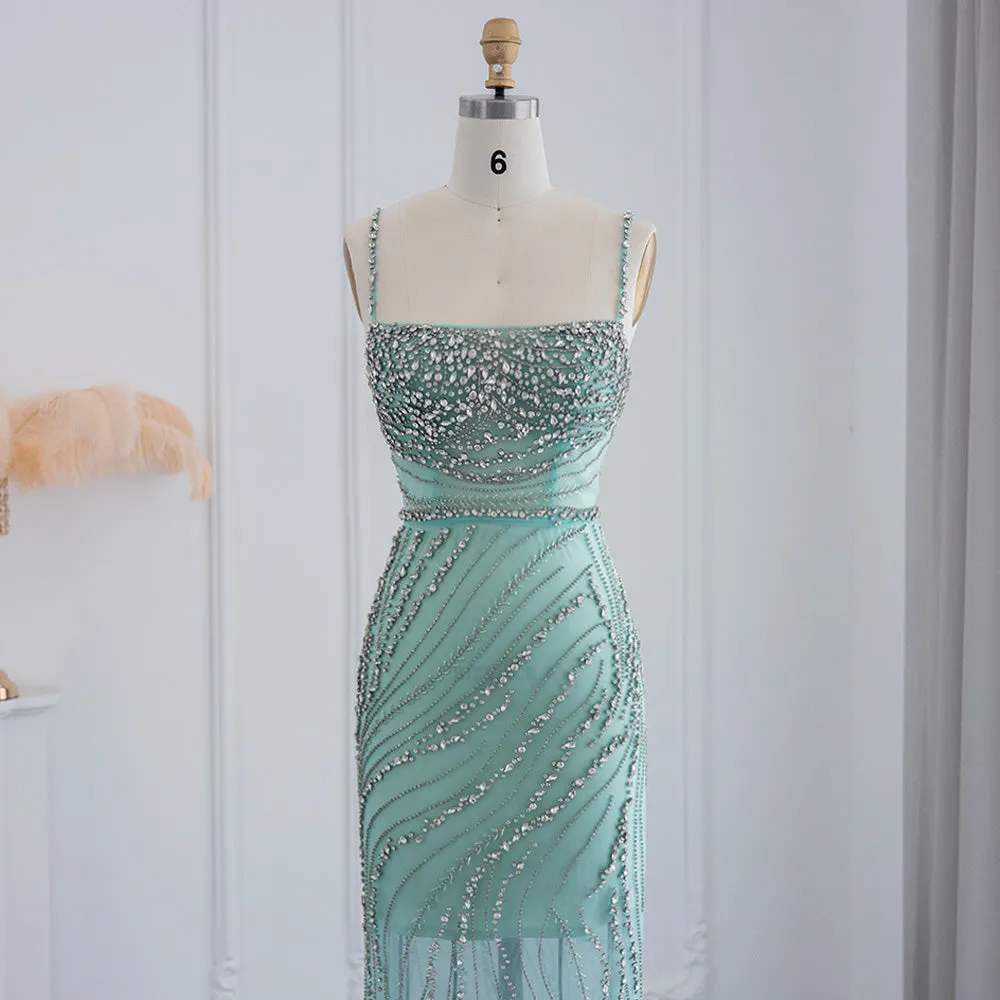 Luxury Orange Crystal Spaghetti Cocktail Party Dress RM155
