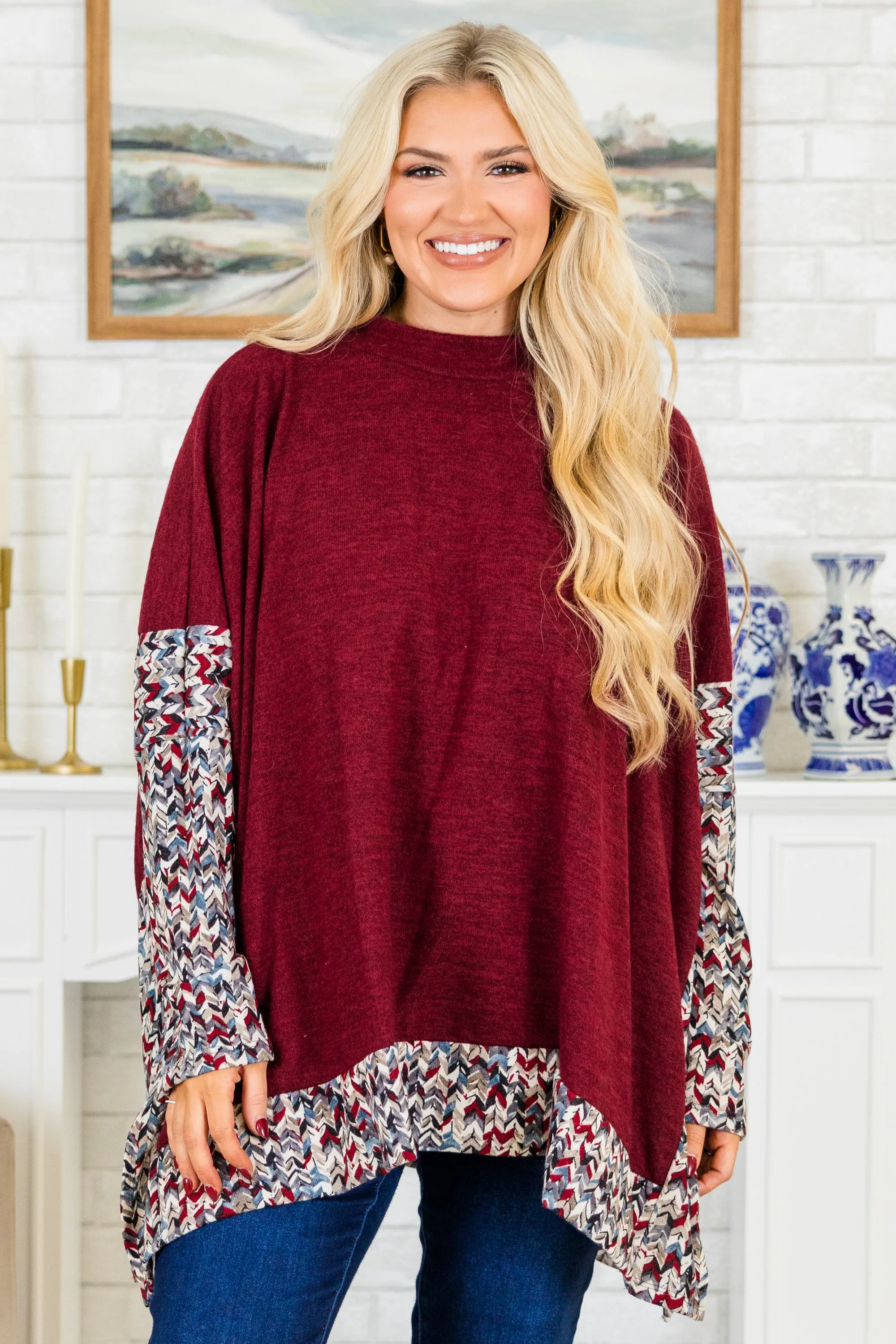 Meet Me At The Cabin Tunic, Burgundy