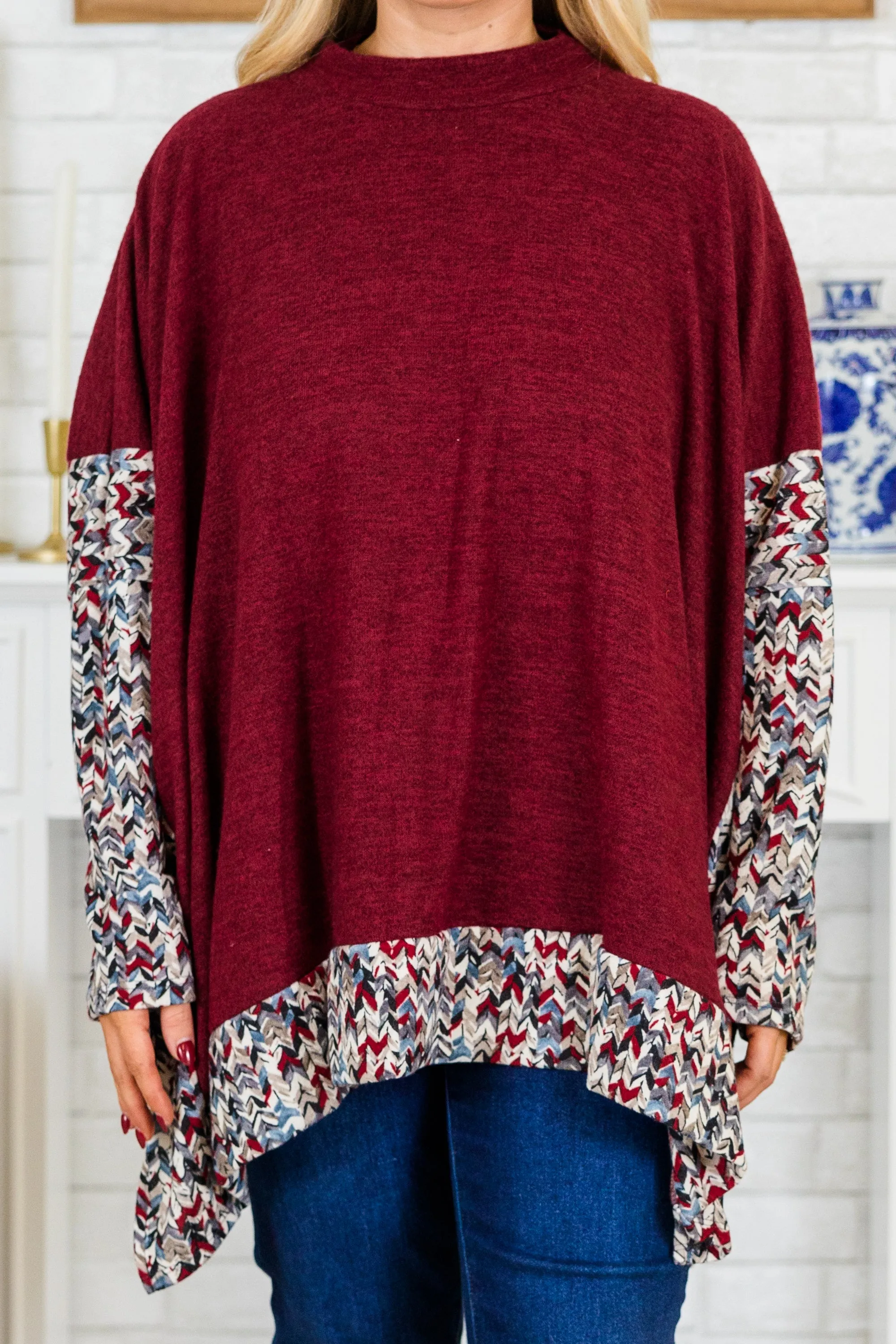 Meet Me At The Cabin Tunic, Burgundy