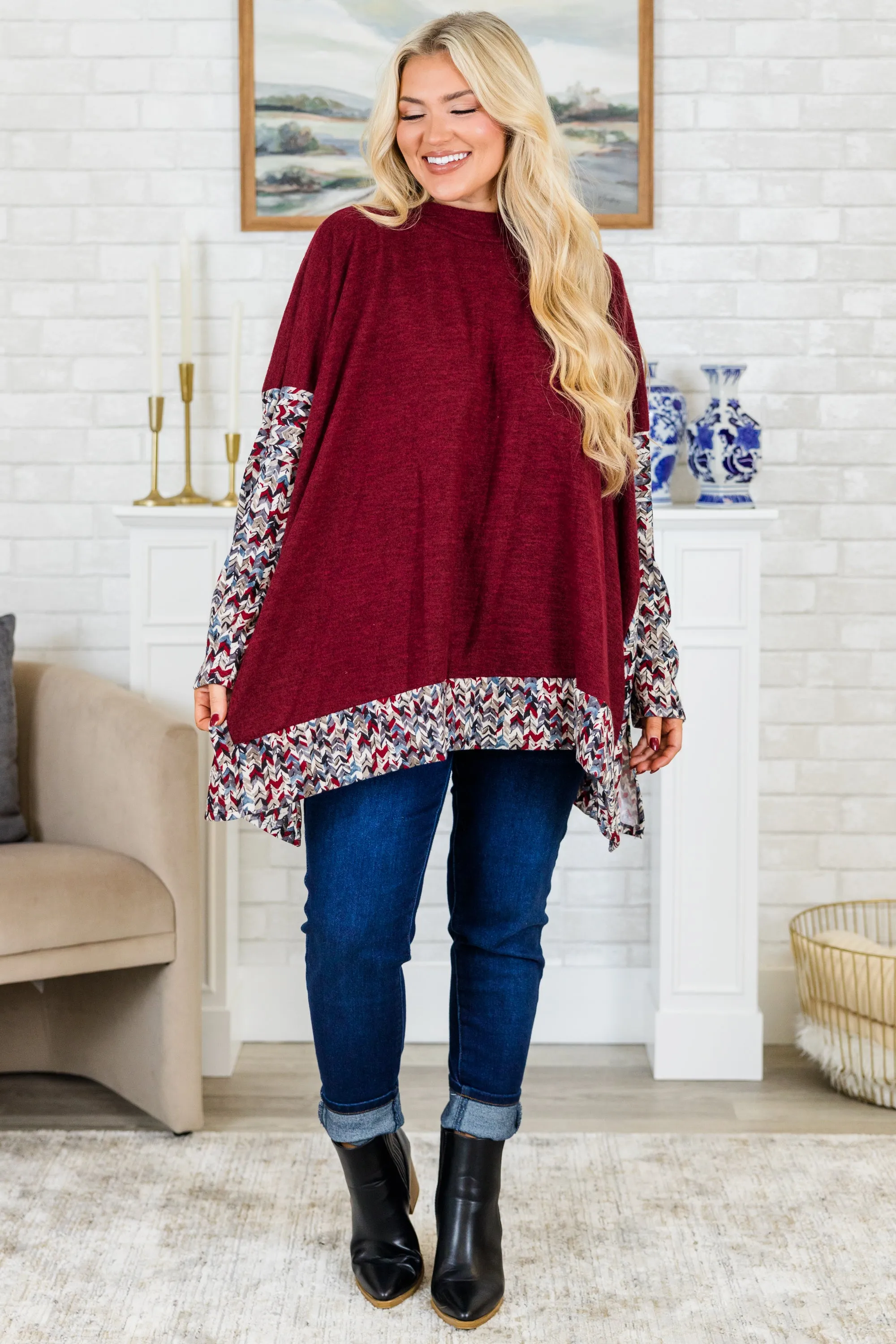 Meet Me At The Cabin Tunic, Burgundy
