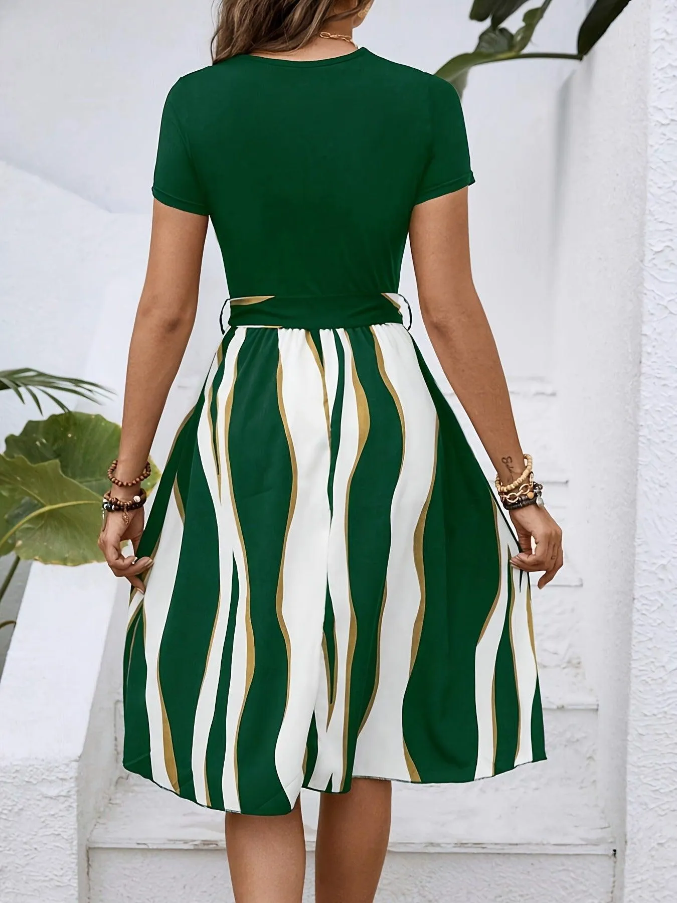 Multi-color Printed Strap Women's Temperament Dress