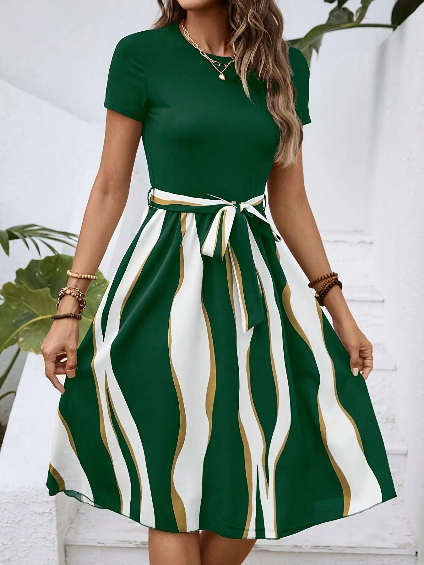 Multi-color Printed Strap Women's Temperament Dress