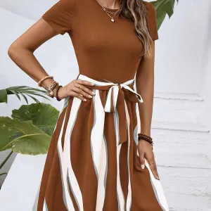 Multi-color Printed Strap Women's Temperament Dress