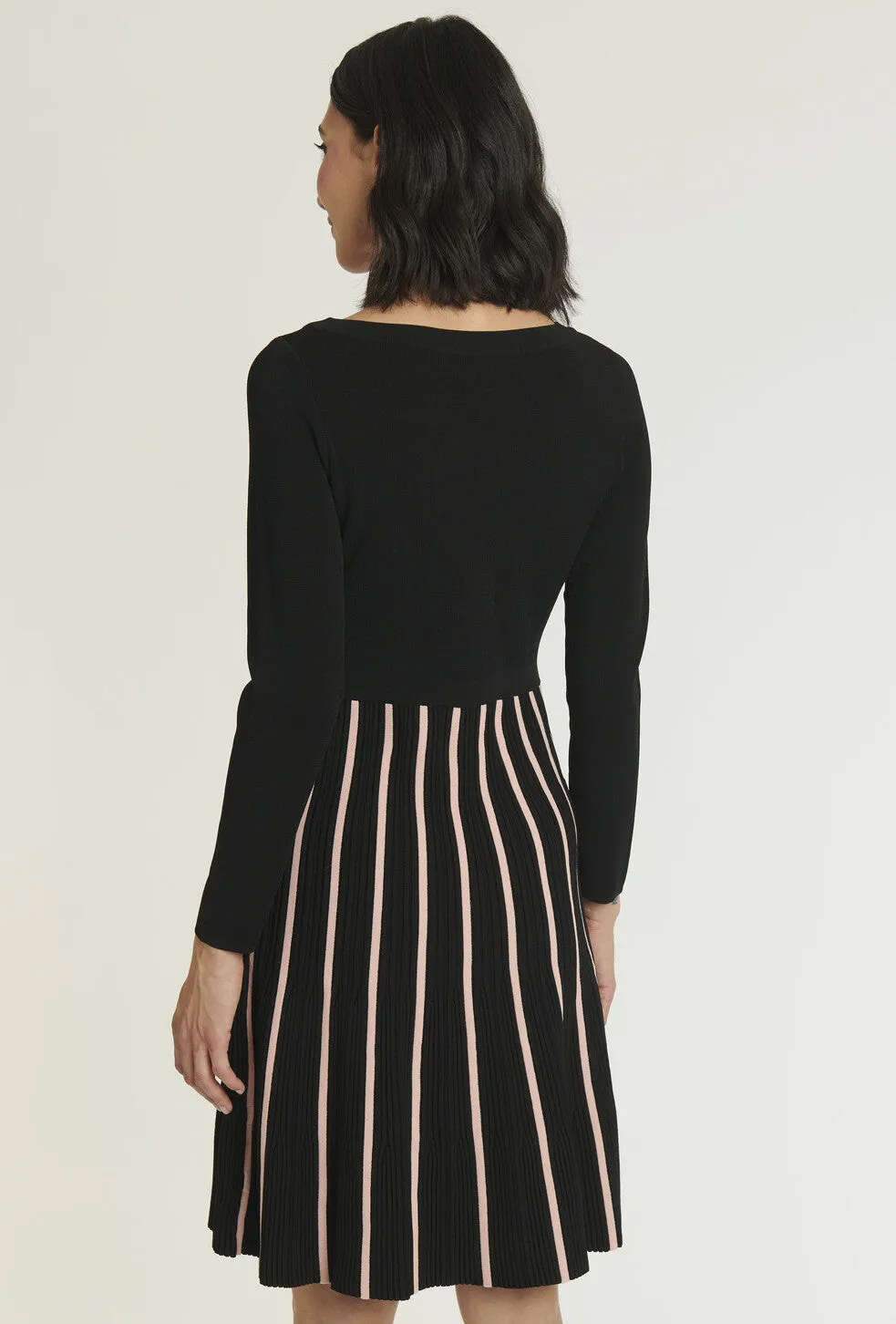 Paule Ka Contrast Pleat Knitted Dress