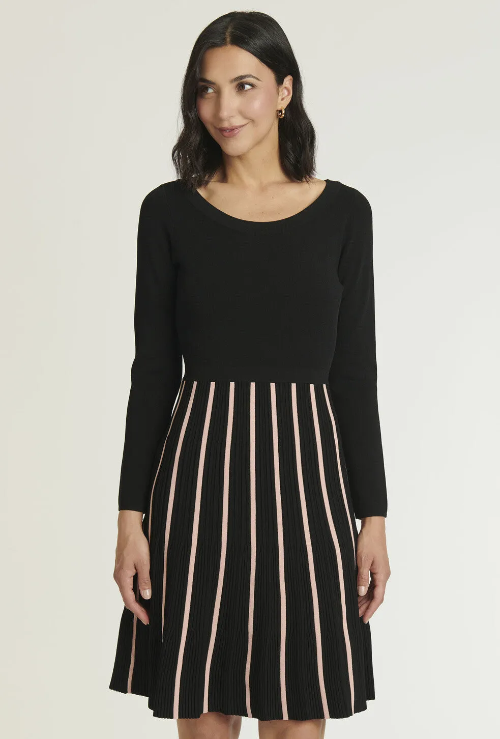 Paule Ka Contrast Pleat Knitted Dress