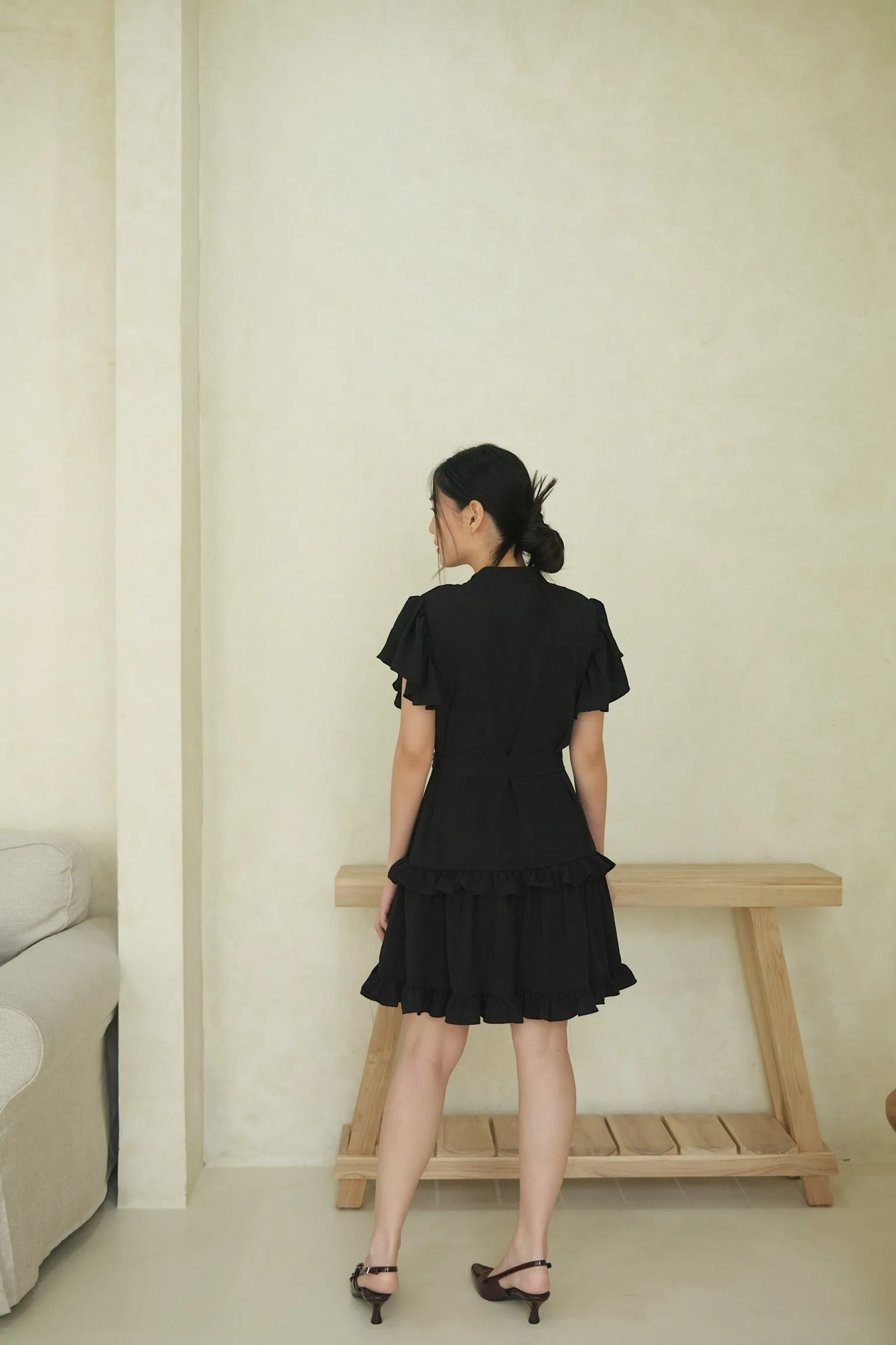 Pebble Ruffle Dress In Black (LAST PIECES)