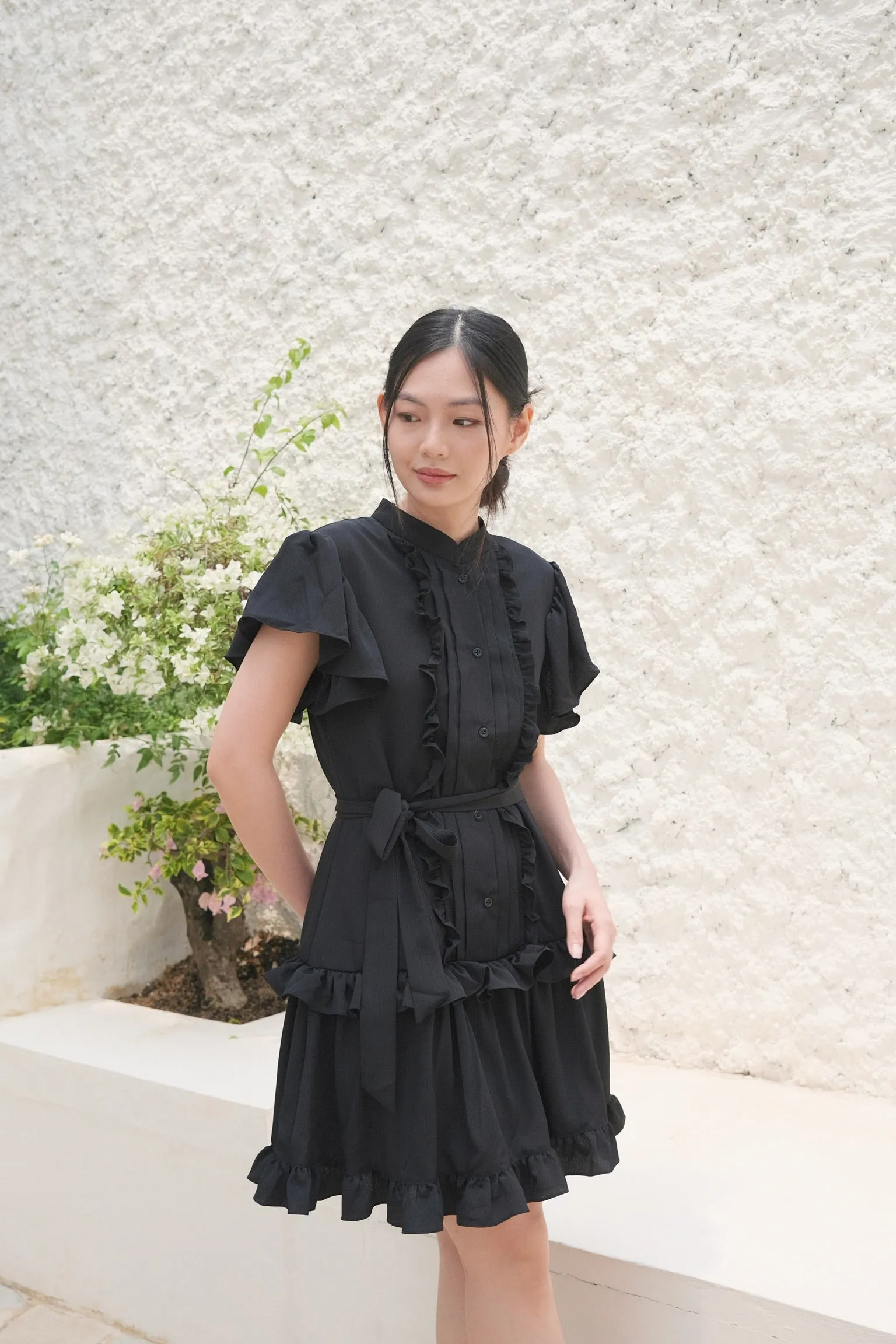 Pebble Ruffle Dress In Black (LAST PIECES)